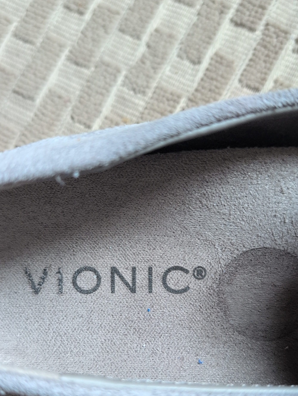 Vionic Uptown Women's Suede Penny Loafers in Light Gray Comfort Slip On Flat - Picture 2 of 10